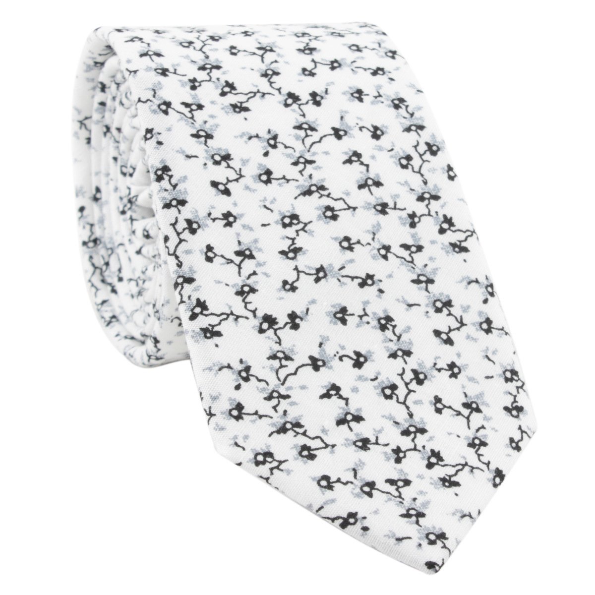 Floral Narrow Tie Handkerchief Set 100% Cotton Ties 6CM Printing Flower Necktie Classic Skinny Tie