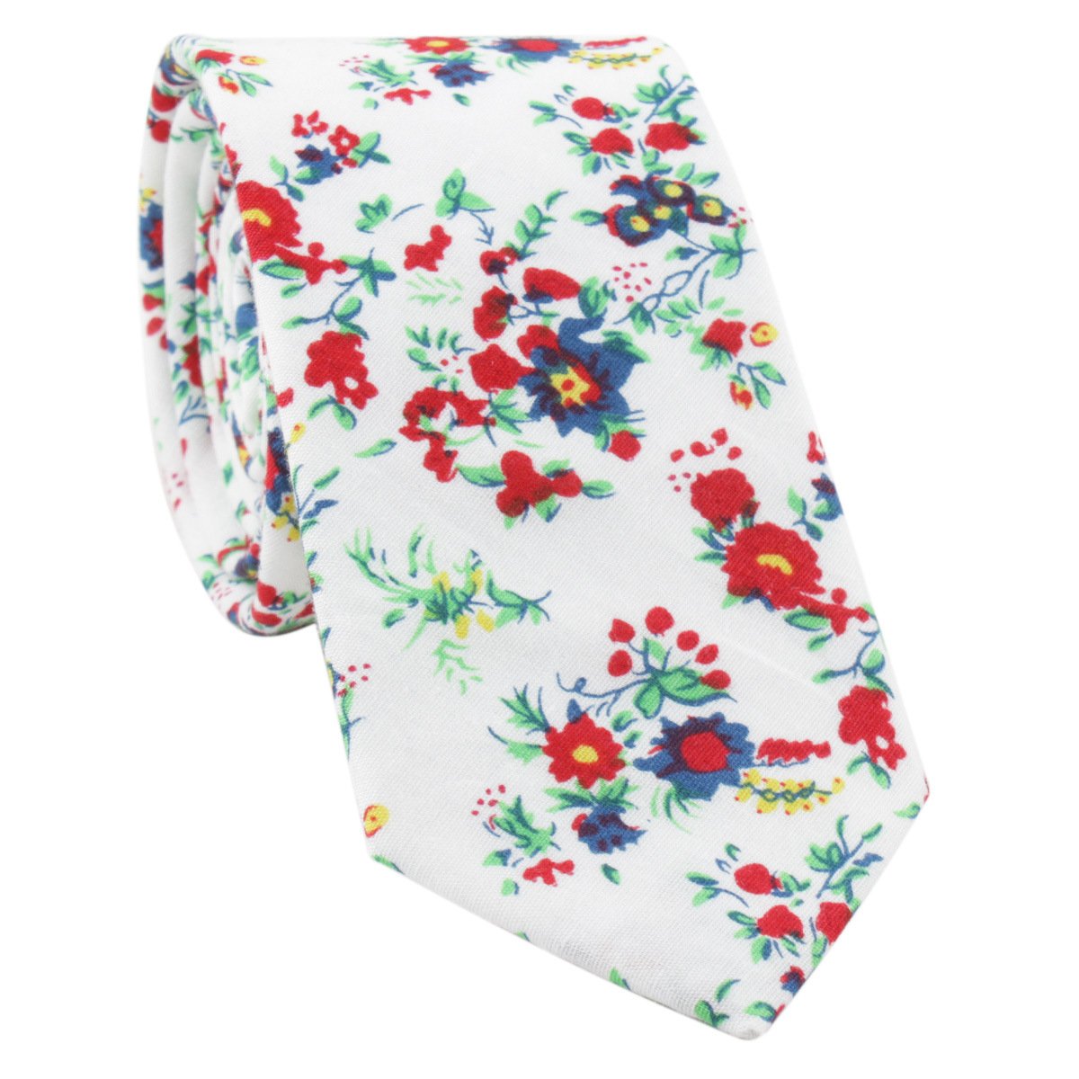 Floral Narrow Tie Handkerchief Set 100% Cotton Ties 6CM Printing Flower Necktie Classic Skinny Tie