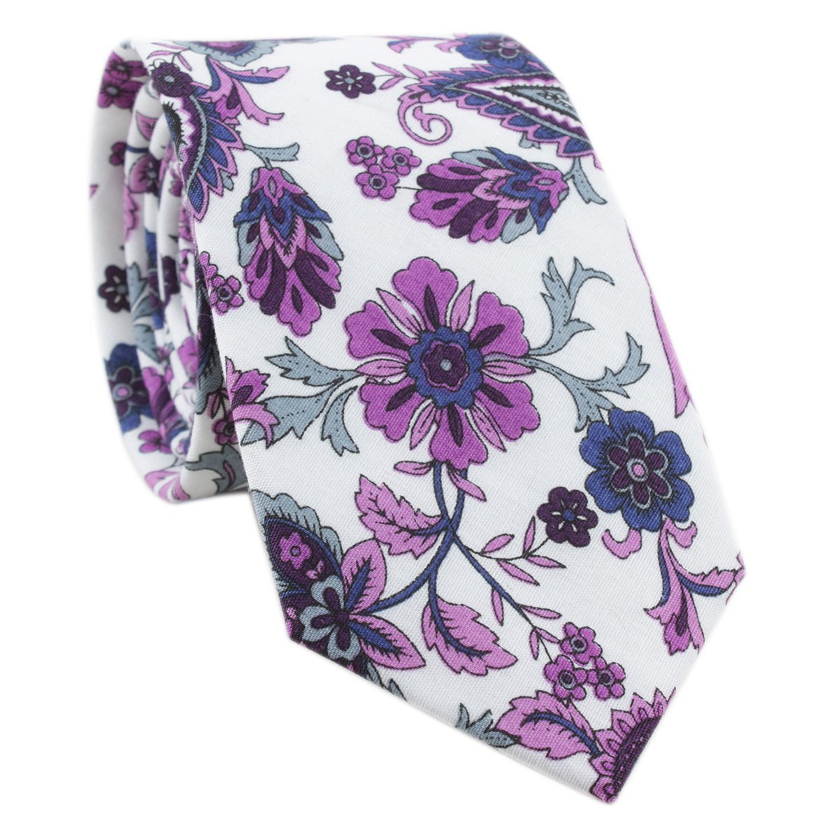 Floral Narrow Tie Handkerchief Set 100% Cotton Ties 6CM Printing Flower Necktie Classic Skinny Tie