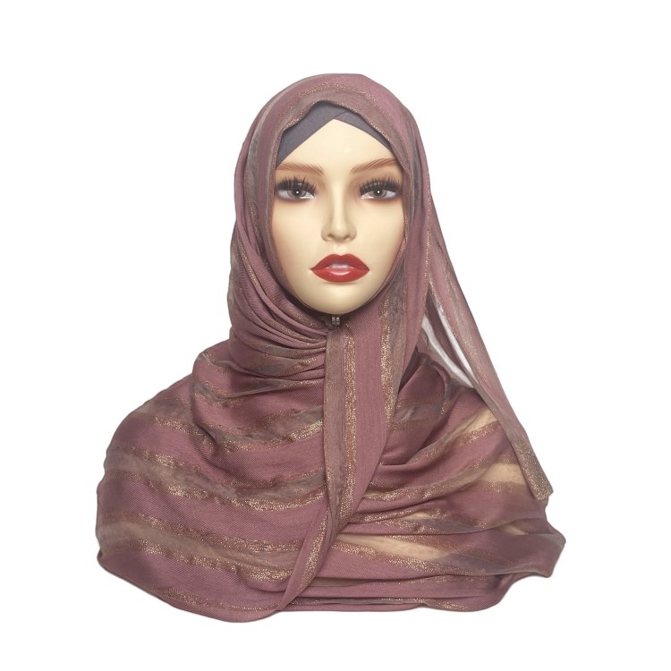 Designers custom islamic women shimmer stripes satin silk scarf voile viscose cotton hijab jersey shawl turban for ladies summer