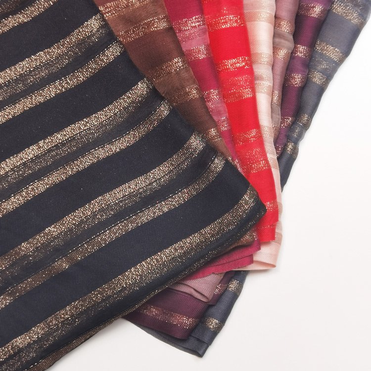Designers custom islamic women shimmer stripes satin silk scarf voile viscose cotton hijab jersey shawl turban for ladies summer