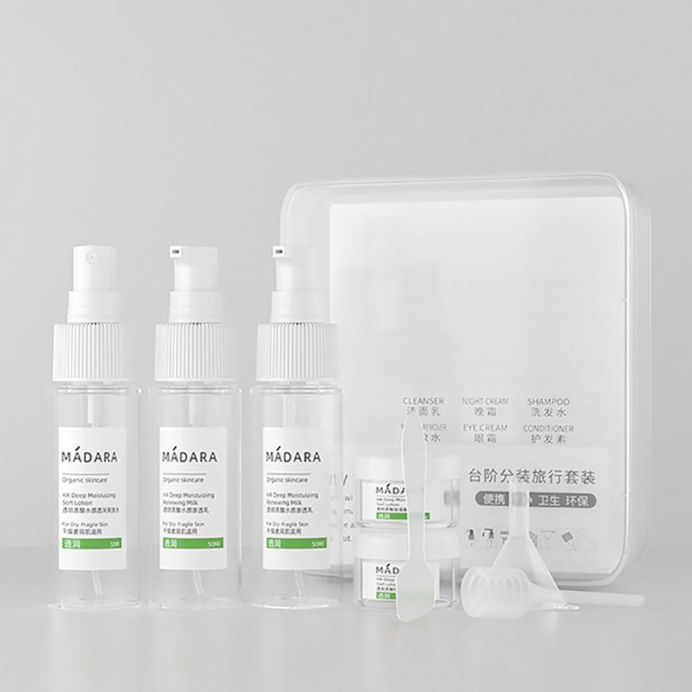 FTS Ama Direct Pet Refilled Plastic Travel Cosmetic Bottles Set 8pcs