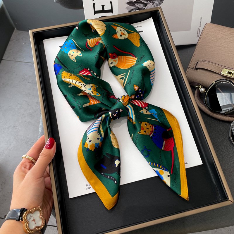 2024 WJ1026-298 newest collection ladies fashion scarf with horse pattern women neck tie silk printed hair scarves