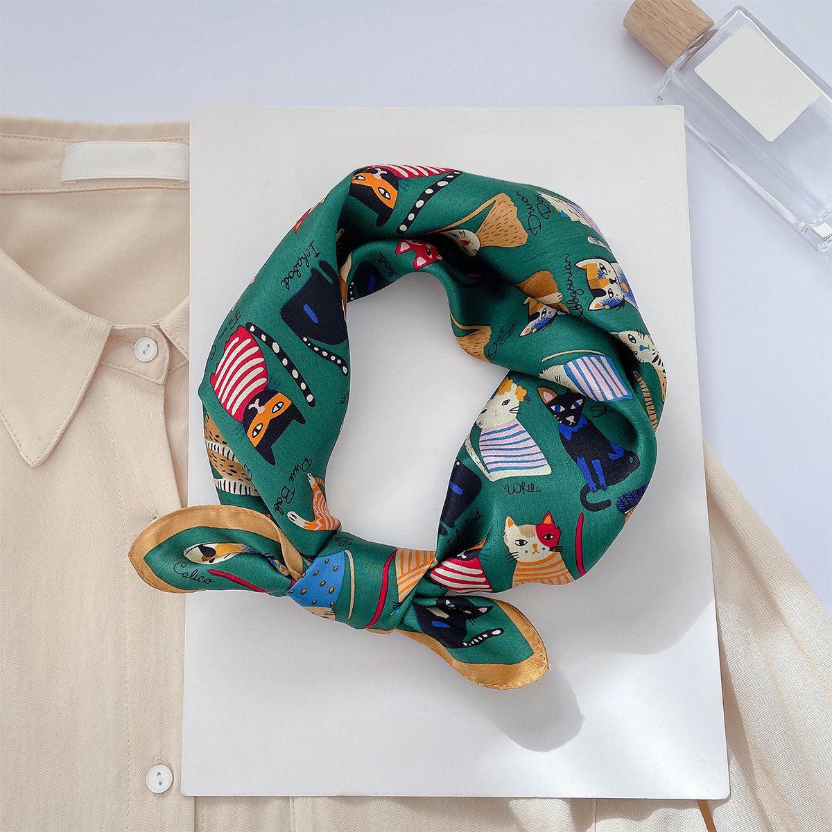 2024 WJ1026-298 newest collection ladies fashion scarf with horse pattern women neck tie silk printed hair scarves
