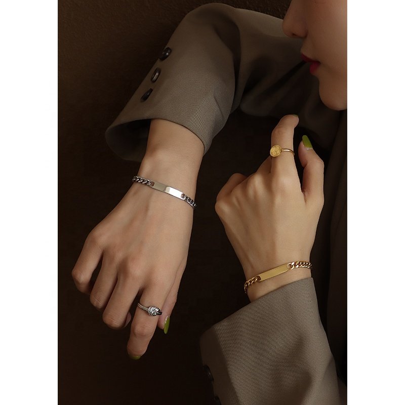Hip Hop Exaggeration Heavy Industry U-Shaped Buckle Handmade Bracelet Geometric Handkerchief Titanium Steel Jewelry