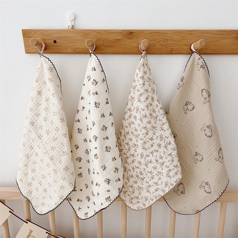 Baby Towel Muslin Face Cloth Handkerchief 100%Organic Cotton Baby Towel Set Soft Saliva Bib Washcloth for Newborn Gift
