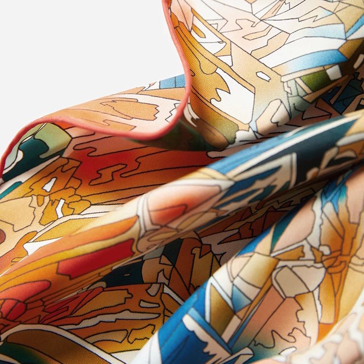 2024 New Big Square Scarf Printing Fashion New Custom Made Digitally Printing Silk Scarf and Shawl Women Adult Hand Made Spring