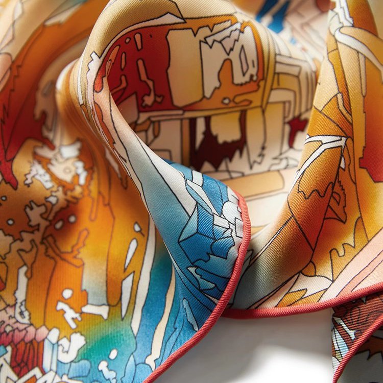 2024 New Big Square Scarf Printing Fashion New Custom Made Digitally Printing Silk Scarf and Shawl Women Adult Hand Made Spring