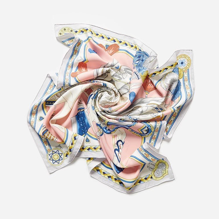 2024 New Big Square Scarf Printing Fashion New Custom Made Digitally Printing Silk Scarf and Shawl Women Adult Hand Made Spring