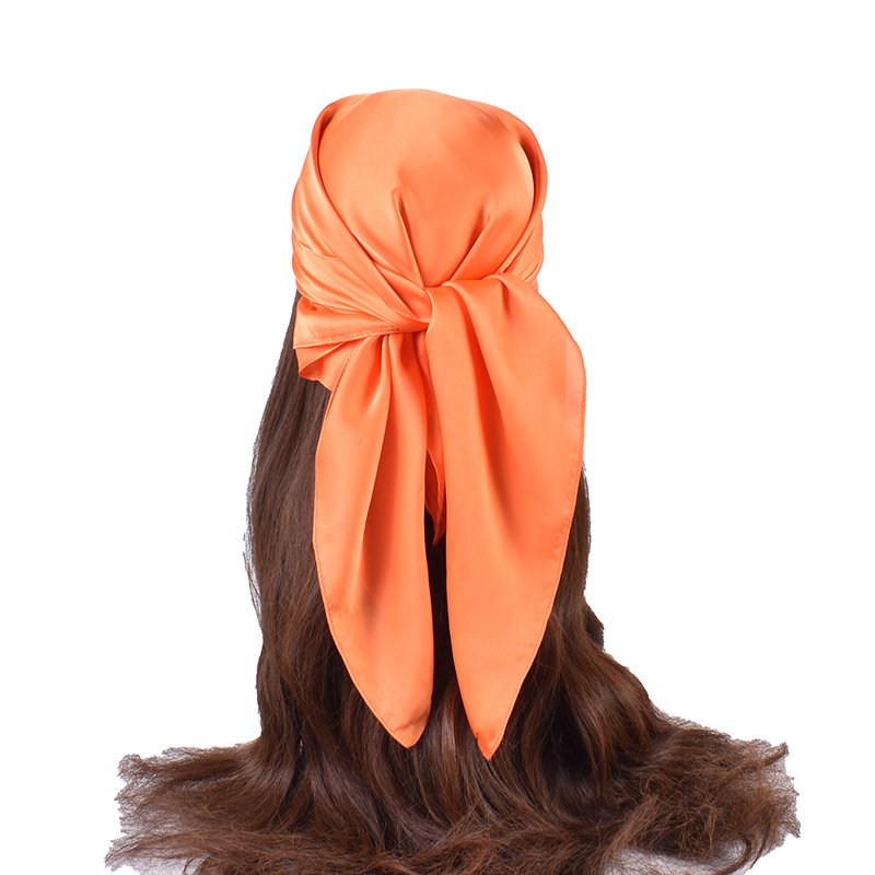 Runyang 2024 Wholesale Summer women monochrome head scarf customized solid color fashion luxury 70cm silk scarf