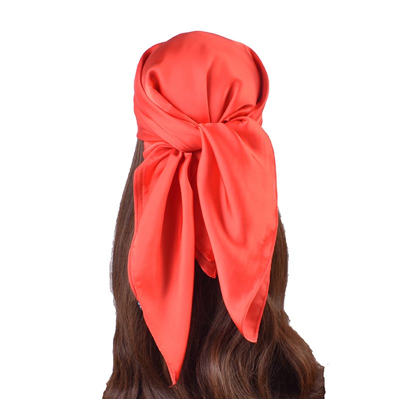 Runyang 2024 Wholesale Summer women monochrome head scarf customized solid color fashion luxury 70cm silk scarf