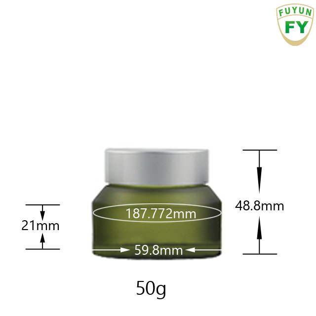Fuyun High Quality 15ml / 30ml / 50ml /green Amber Color Frosted Glass Cosmetic Empty Glass Skin Care Cream Jar with Lid