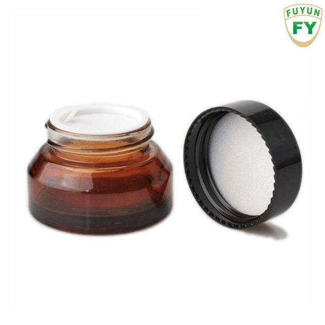 Fuyun High Quality 15ml / 30ml / 50ml /green Amber Color Frosted Glass Cosmetic Empty Glass Skin Care Cream Jar with Lid