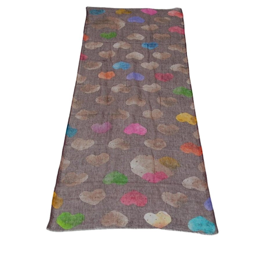 100% Modal Linen Women Scarf Heart Shape Design Digital Printed Pattern Soft Texture Exclusively Wholesale Price