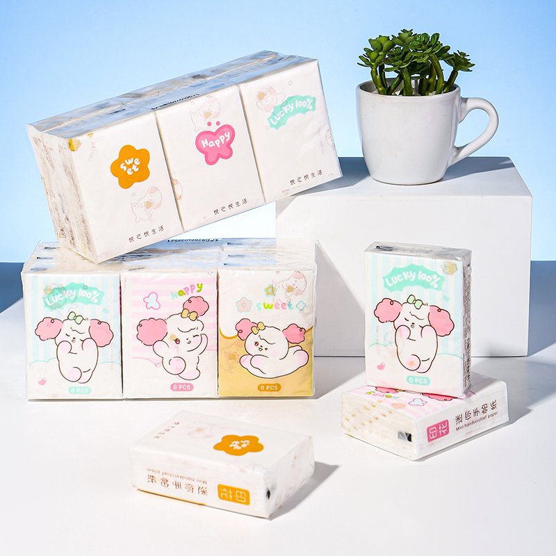 Custom 3 Ply Soft Virgin Wood Pulp Pocket Facial Tissue Handkerchief Tissues for Outdoor Travel Use With Printing