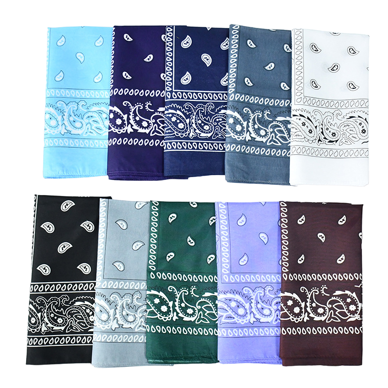 Custom Double Sided Paisley Bandana Scarf, High Quality Cotton Polyester Large Brightly colored Handkerchief Head Wrap