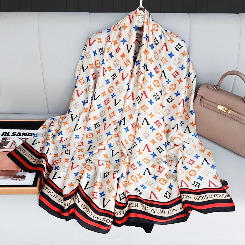 DOMOHO NeW Direct Factory Silk Scarf Sale with Letter Print Square Fashion Scarves Shawl Scarf