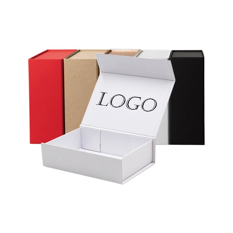 recycled cardboard magnetic lid black paper packaging box with gold foil printing