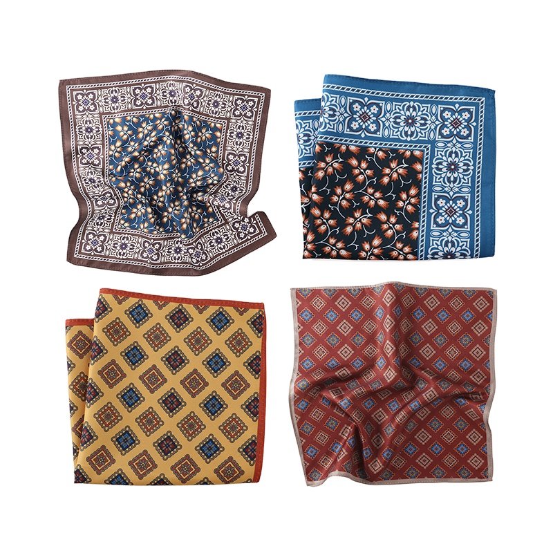 Large Stock of New Multicoloured Men's Floral Pocket Square Handkerchief Soft Colored Polyester Hankies Party Weddings handmade