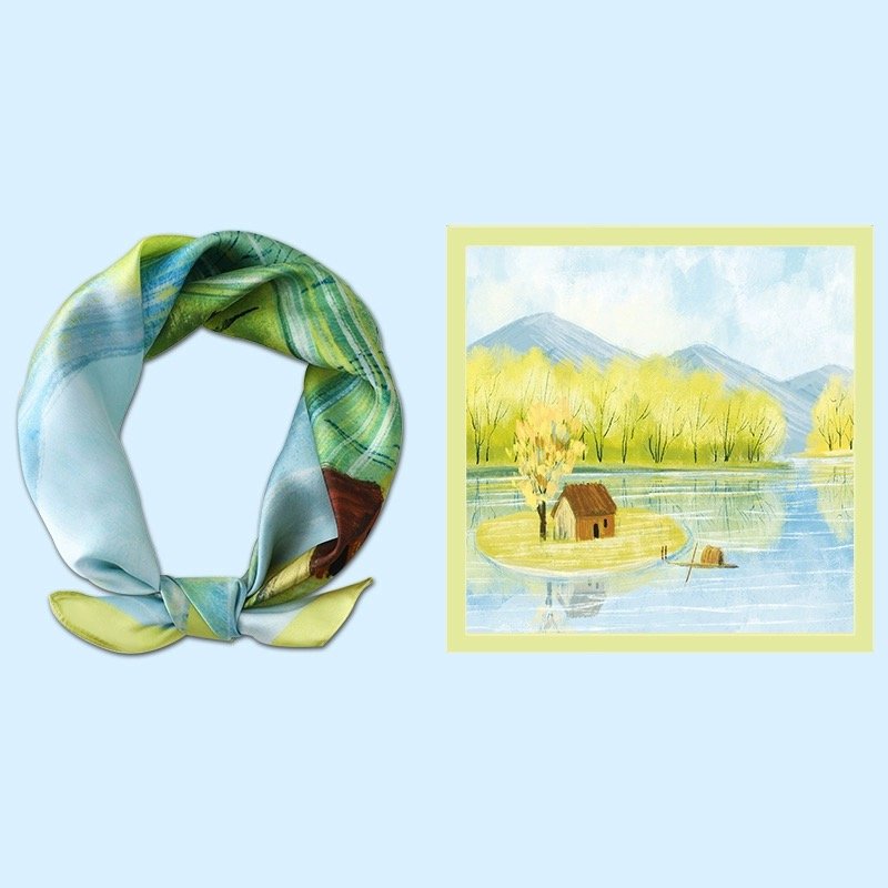 Low MOQ Skin Friendly 53*53cm Square Silk Scarf Satin Silk Bandanas Silk Twill Handkerchief Polyester Neck Scarf
