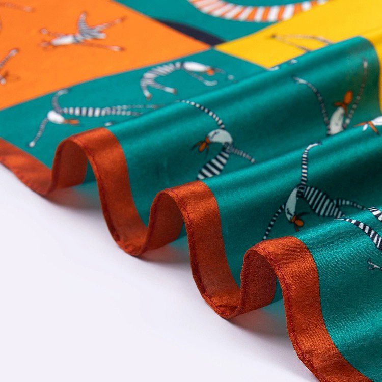 Trendy small 65*65cm square satin silk scarf colorful printed silks bandana silk handkerchiefs