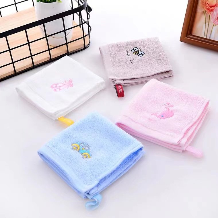 Wholesale Bamboo Fiber Towel Fabric Cartoon Baby Handkerchief Baby Face Towel