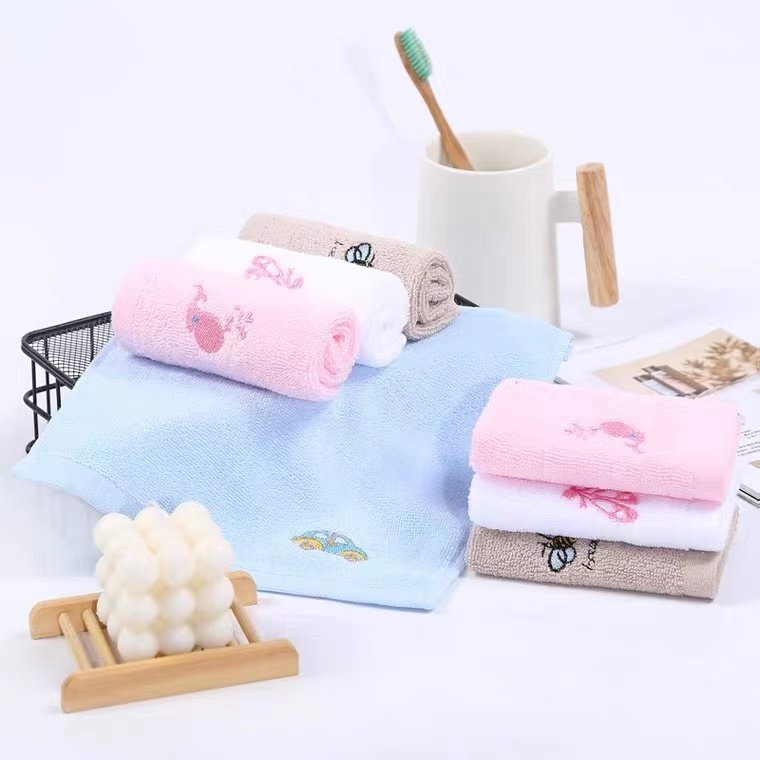 Wholesale Bamboo Fiber Towel Fabric Cartoon Baby Handkerchief Baby Face Towel