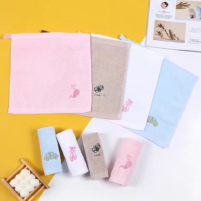 Wholesale Bamboo Fiber Towel Fabric Cartoon Baby Handkerchief Baby Face Towel
