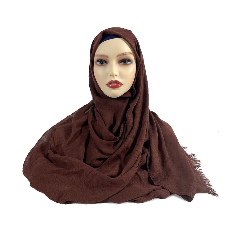 RTS Custom solid color modal turban hijab musulman tassel viscose knit shawls jersey pleated cotton head scarf for muslim women