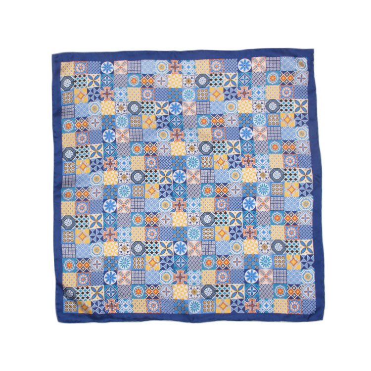 Custom Print Hand Rolled Print Design Pocket Squares Men Silk Handkerchief