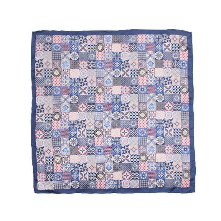 Custom Print Hand Rolled Print Design Pocket Squares Men Silk Handkerchief