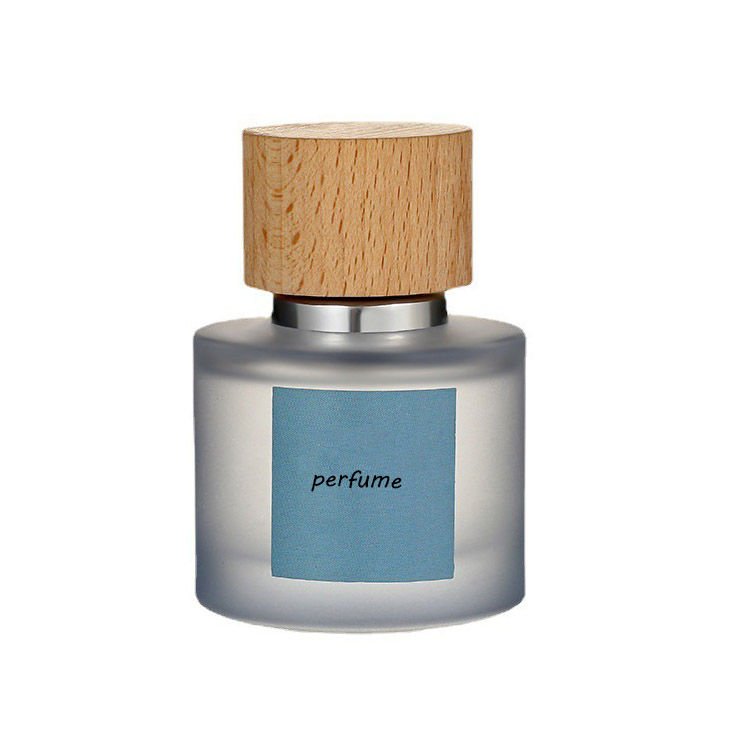 50ml 100ml Empty Luxury Round Colourful Spray Farfume Frosted Perfume Bottle With Wooden Lids