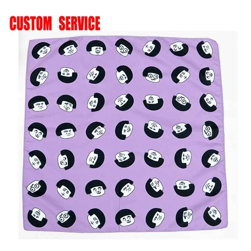 Custom Logo Polyester Bandana design your own screen printed handkerchief square paisley custom logo bandana