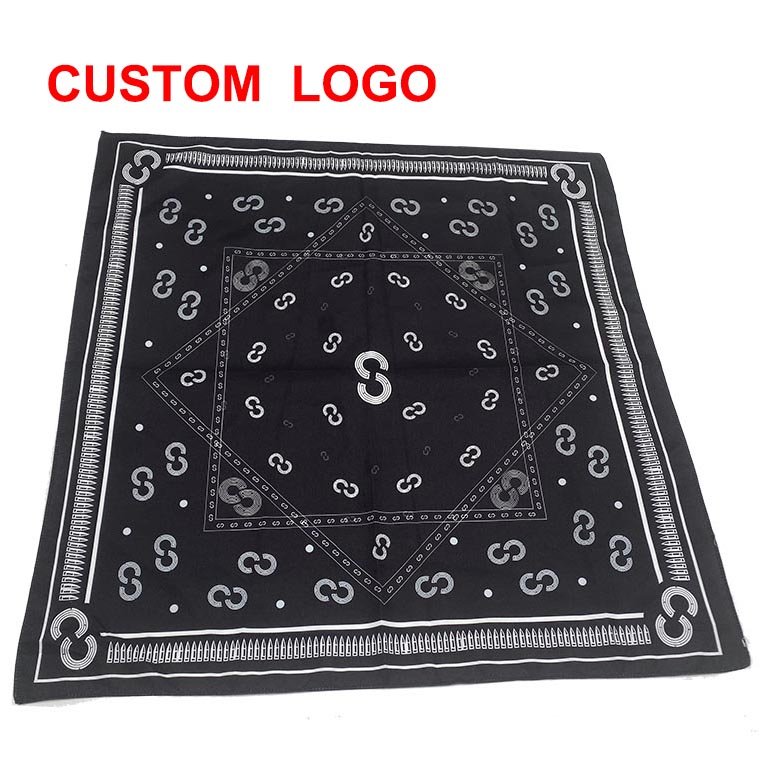 Custom Logo Polyester Bandana design your own screen printed handkerchief square paisley custom logo bandana