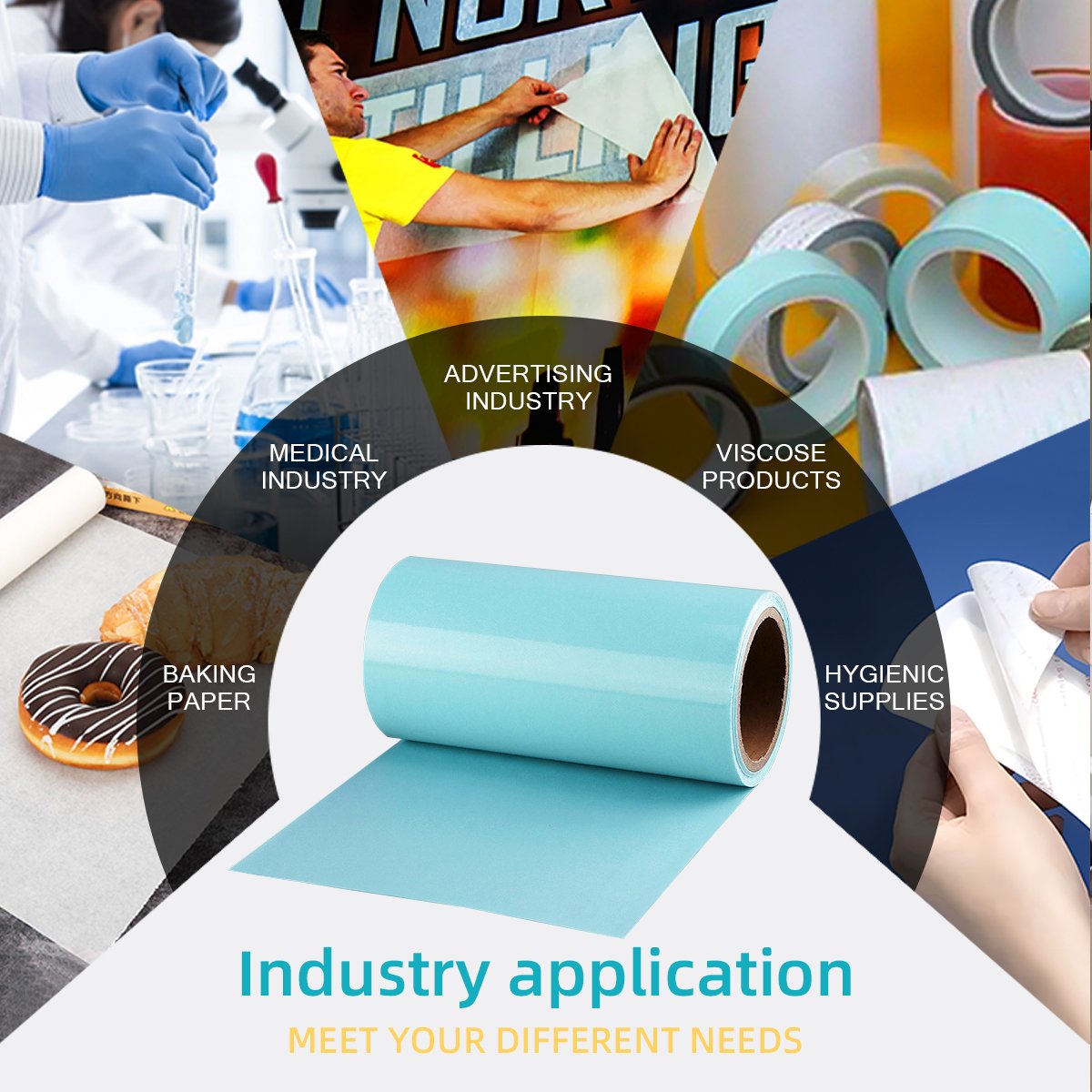 Waterproof Paper Recycled Materials Silicone Coated Blue Release Paper