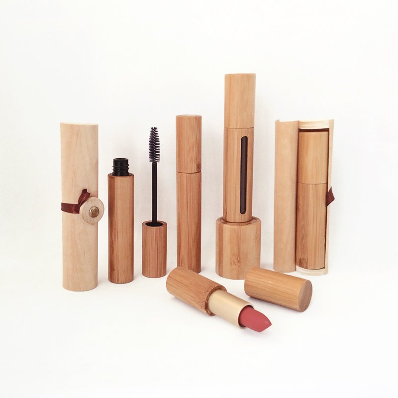 ECO wooden & bamboo bamboo cosmetics skin care box packaging scrub small glass bottles 20 g lip scrub container with spoon