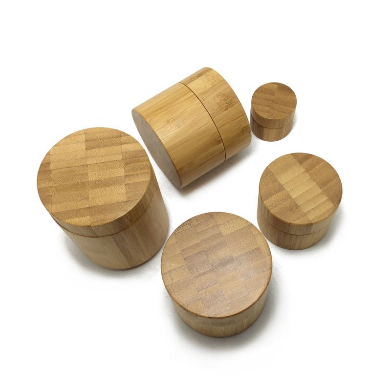 ECO wooden & bamboo bamboo cosmetics skin care box packaging scrub small glass bottles 20 g lip scrub container with spoon
