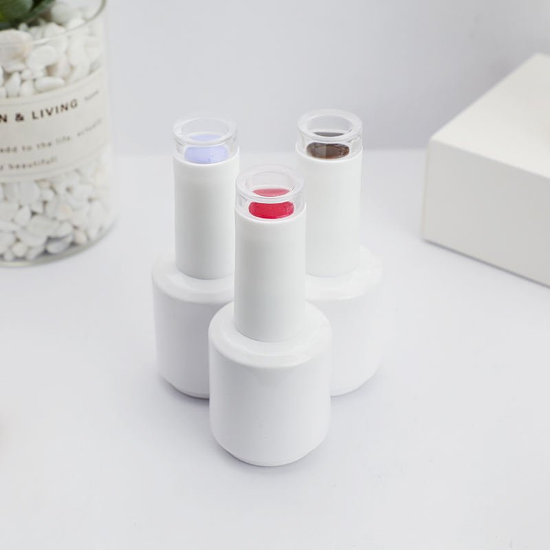 Factory Custom Made 10ml 15ml Large Empty Uv Gel Nail Polish Glass Bottle With Metal Logo