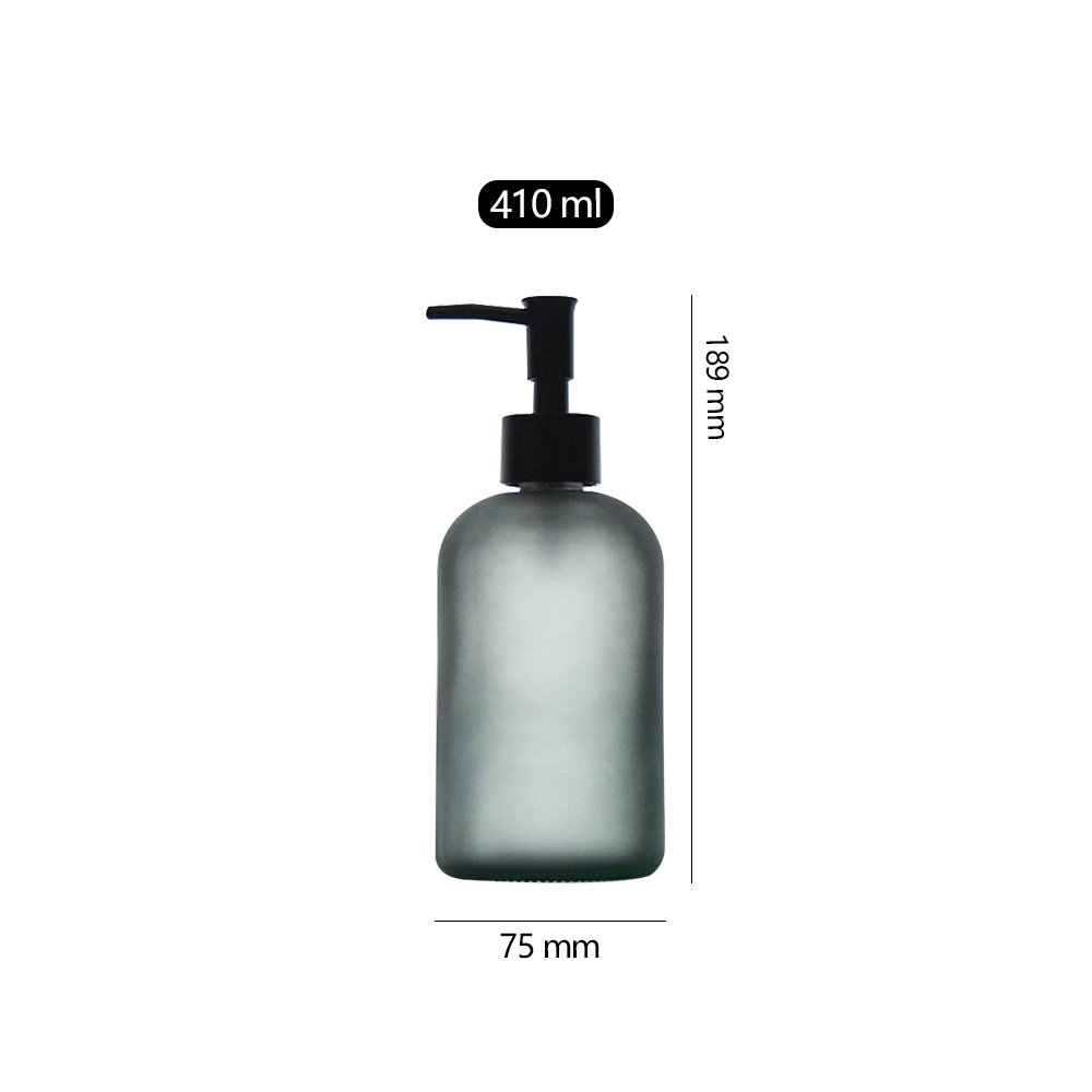 New design advanced minimalist round bottle 410ml hotel bathroom thicken glass soap dispenser with pump