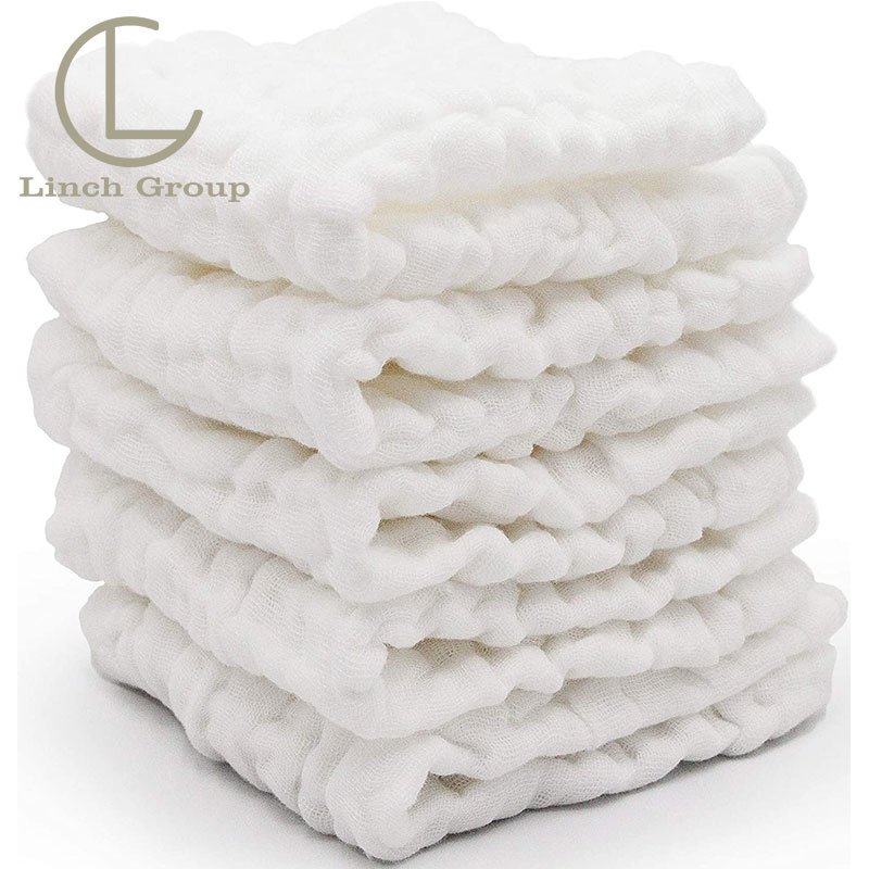 Hand face towel 100% cotton muslin 30*30c white color for Baby Kids Children muslin Handkerchief washcloth set