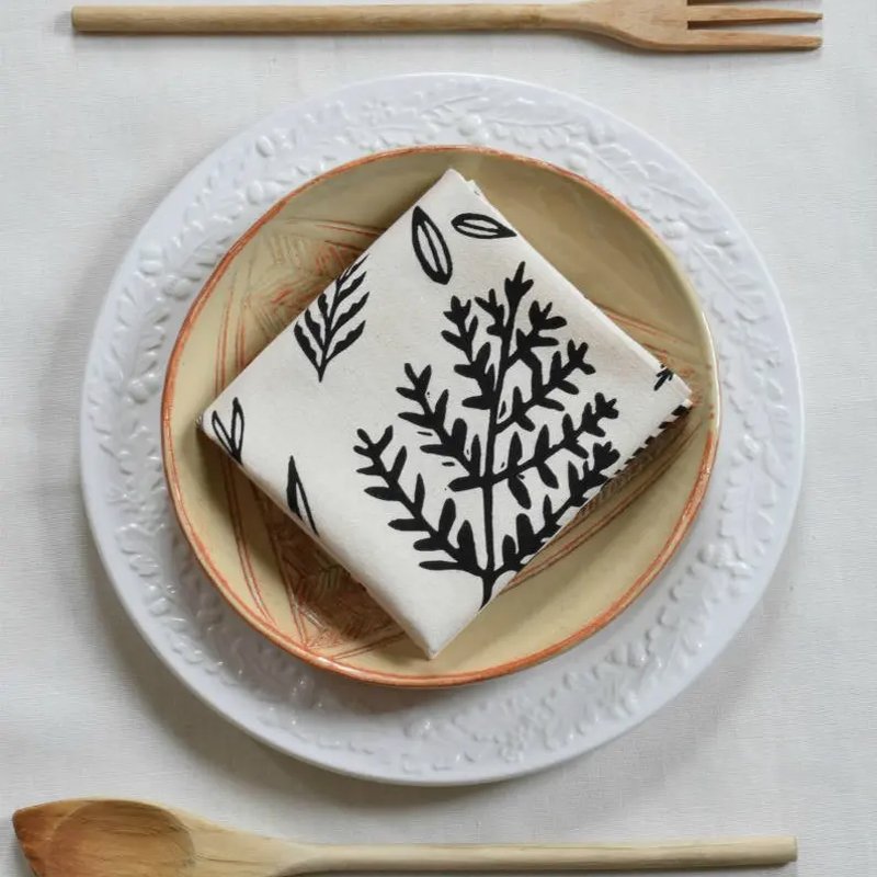 LY wholesale reusable 100% cotton printed napkin for party wedding and home