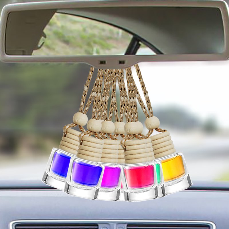 Factory wholesale Car Perfume Bottle Empty Reusable Wood Hanging Car Aroma Diffuser 8ml Car Perfume Bottle With Wooden Lids