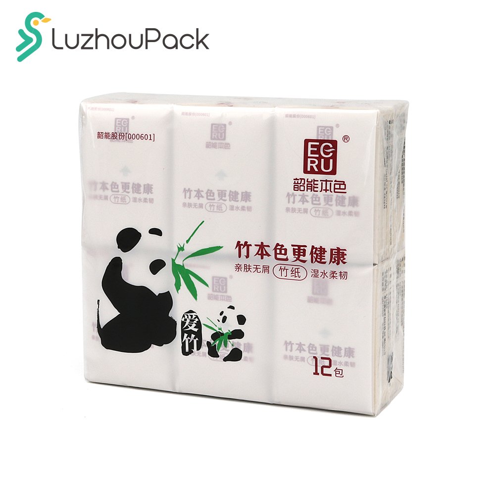 LuzhouPack ECRU Custom logo disposable printed virgin pulp facial paper tissue pocket size pack tissue paper handkerchief