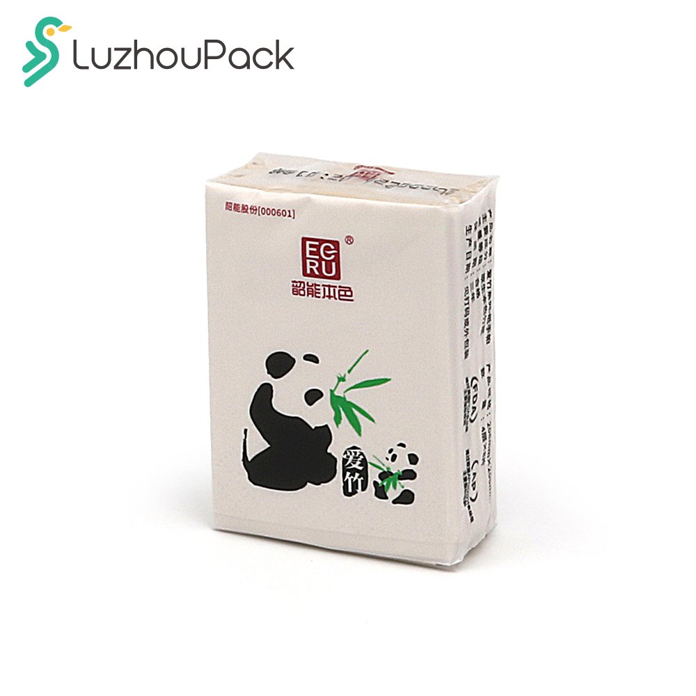LuzhouPack ECRU Custom logo disposable printed virgin pulp facial paper tissue pocket size pack tissue paper handkerchief