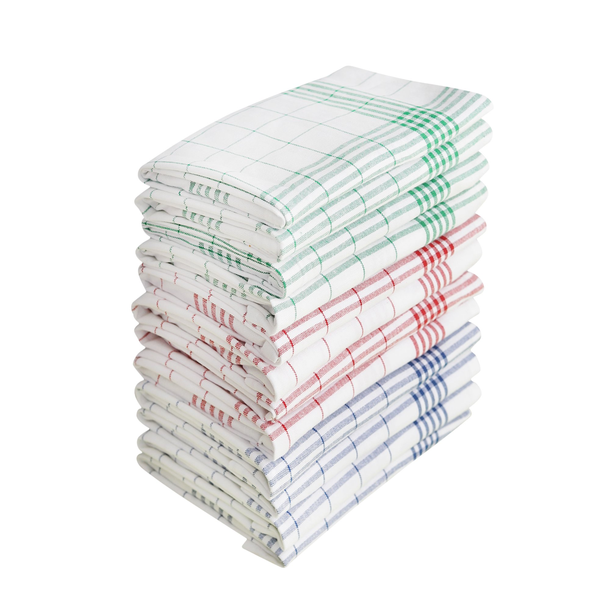 Recycled Cotton Towel vintage strips Golf kitchen Set of 12 - Multi color