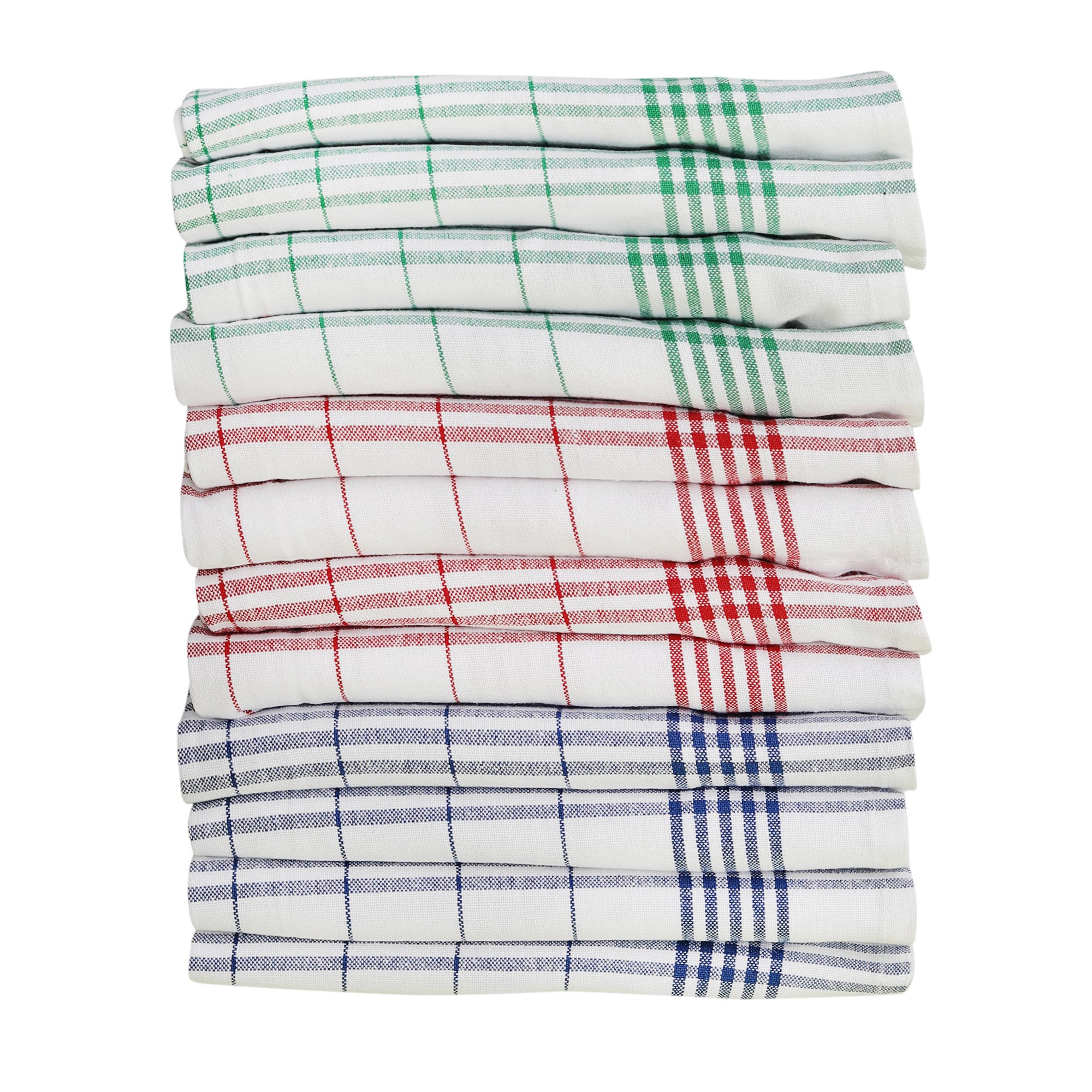Recycled Cotton Towel vintage strips Golf kitchen Set of 12 - Multi color