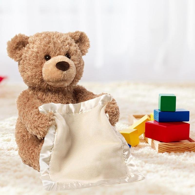Hot Sale Kawaii Electric Hide and Seek Talking Music Stuffed Teddy Bear Plush Peekaboo Bears for Baby Gift