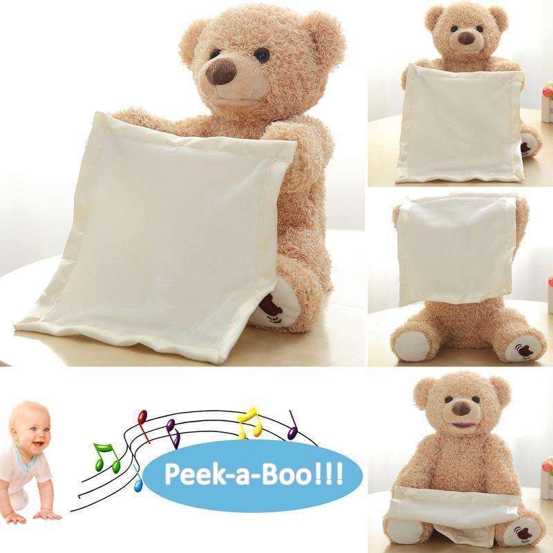 Hot Sale Kawaii Electric Hide and Seek Talking Music Stuffed Teddy Bear Plush Peekaboo Bears for Baby Gift