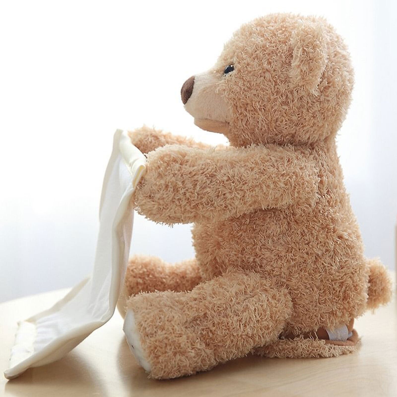 Hot Sale Kawaii Electric Hide and Seek Talking Music Stuffed Teddy Bear Plush Peekaboo Bears for Baby Gift