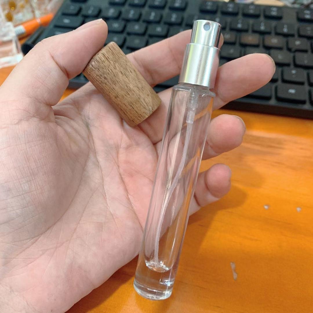 10ml Cylindrical Sample Sub Packed Perfume Bottle 10ml Square Wooden Cover Perfume Spray Bottle 15ml Square